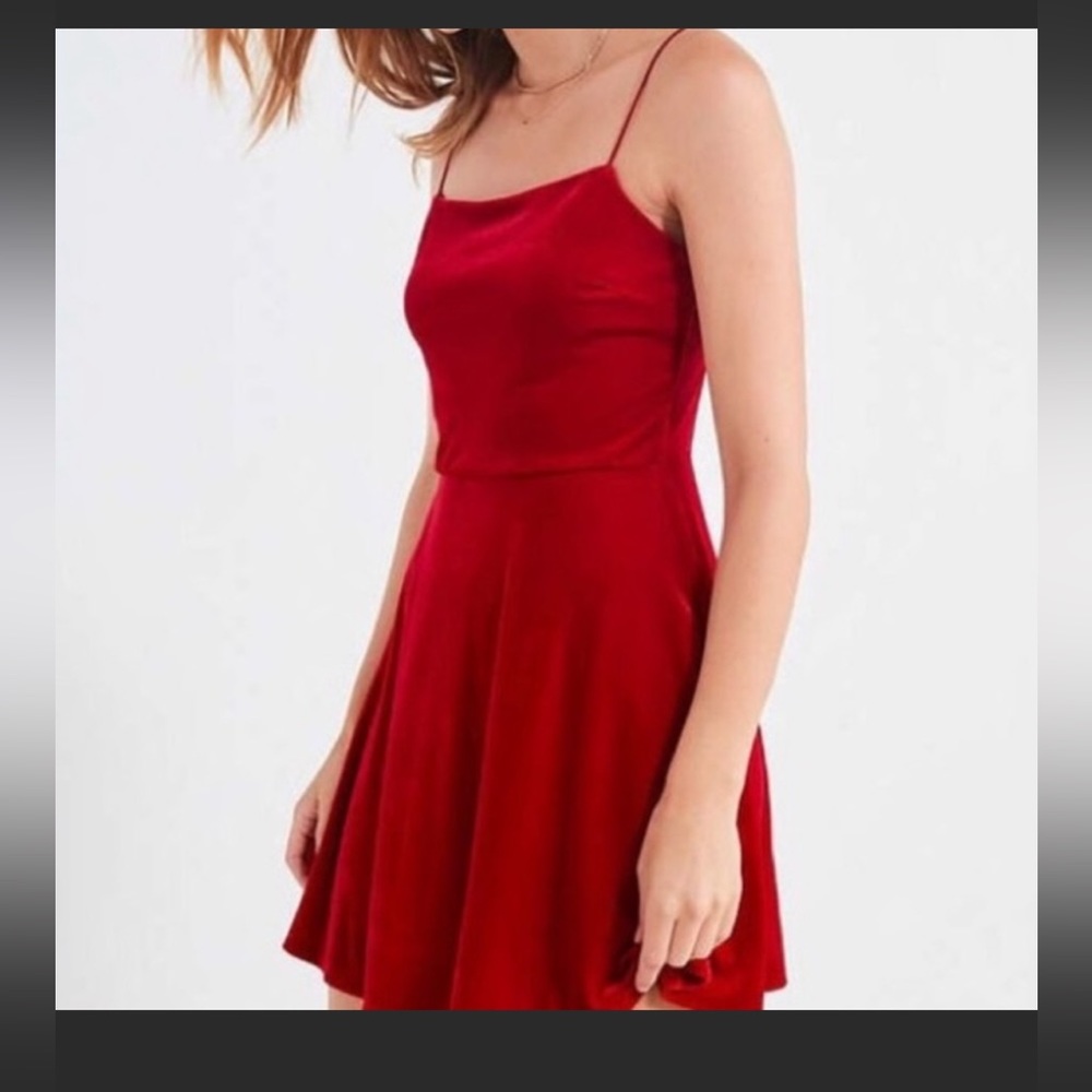 Urban Outfitters red velvet mini dress
